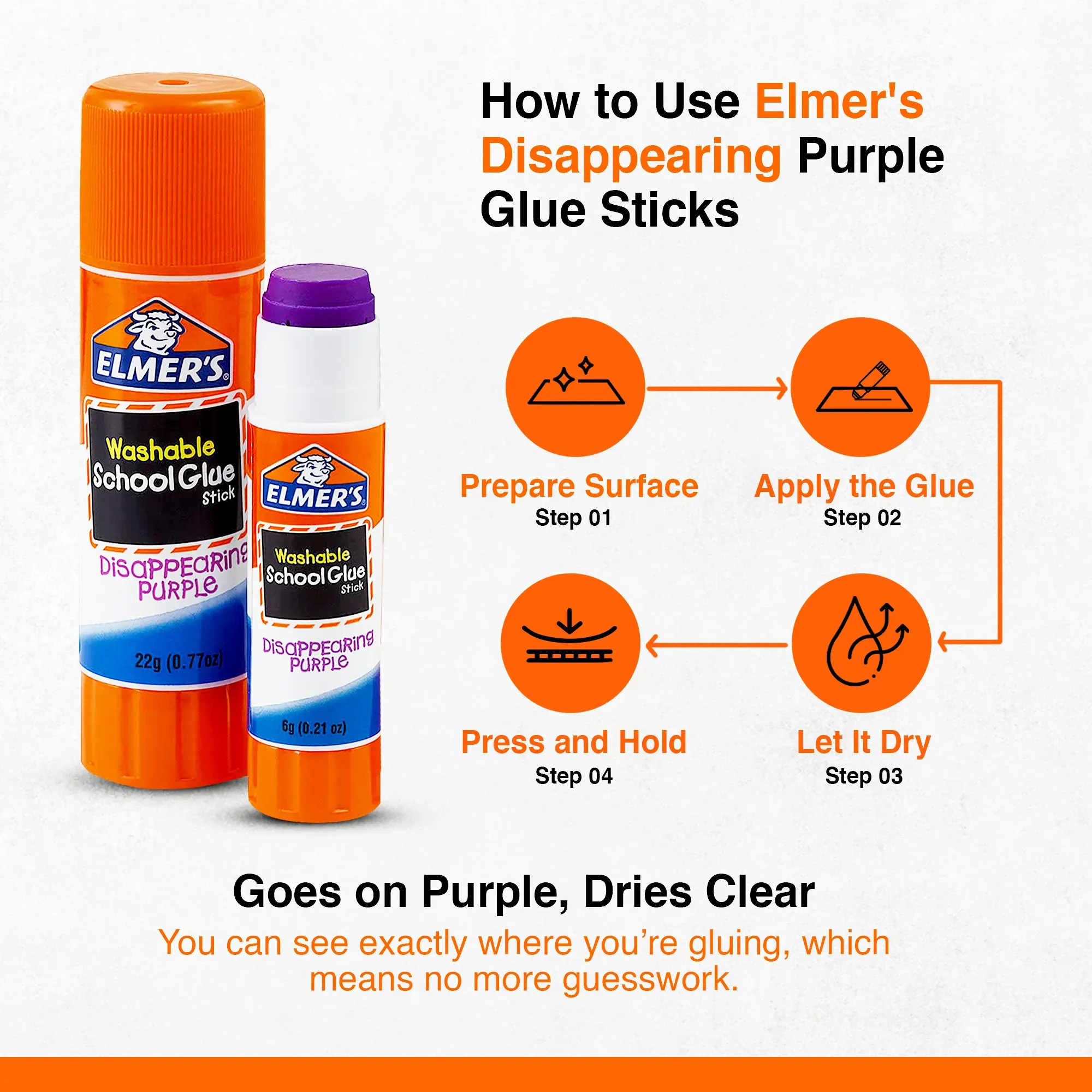 Elmer's Washable Glue Stick, ideal for kids' crafts and schoolwork