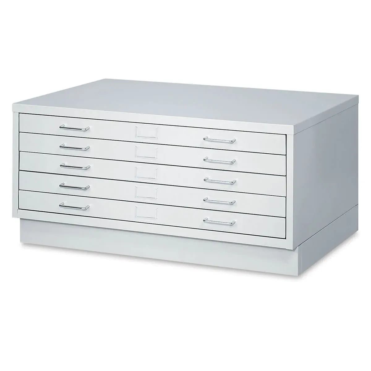 Organized flat file drawers protecting artwork from damage and dust