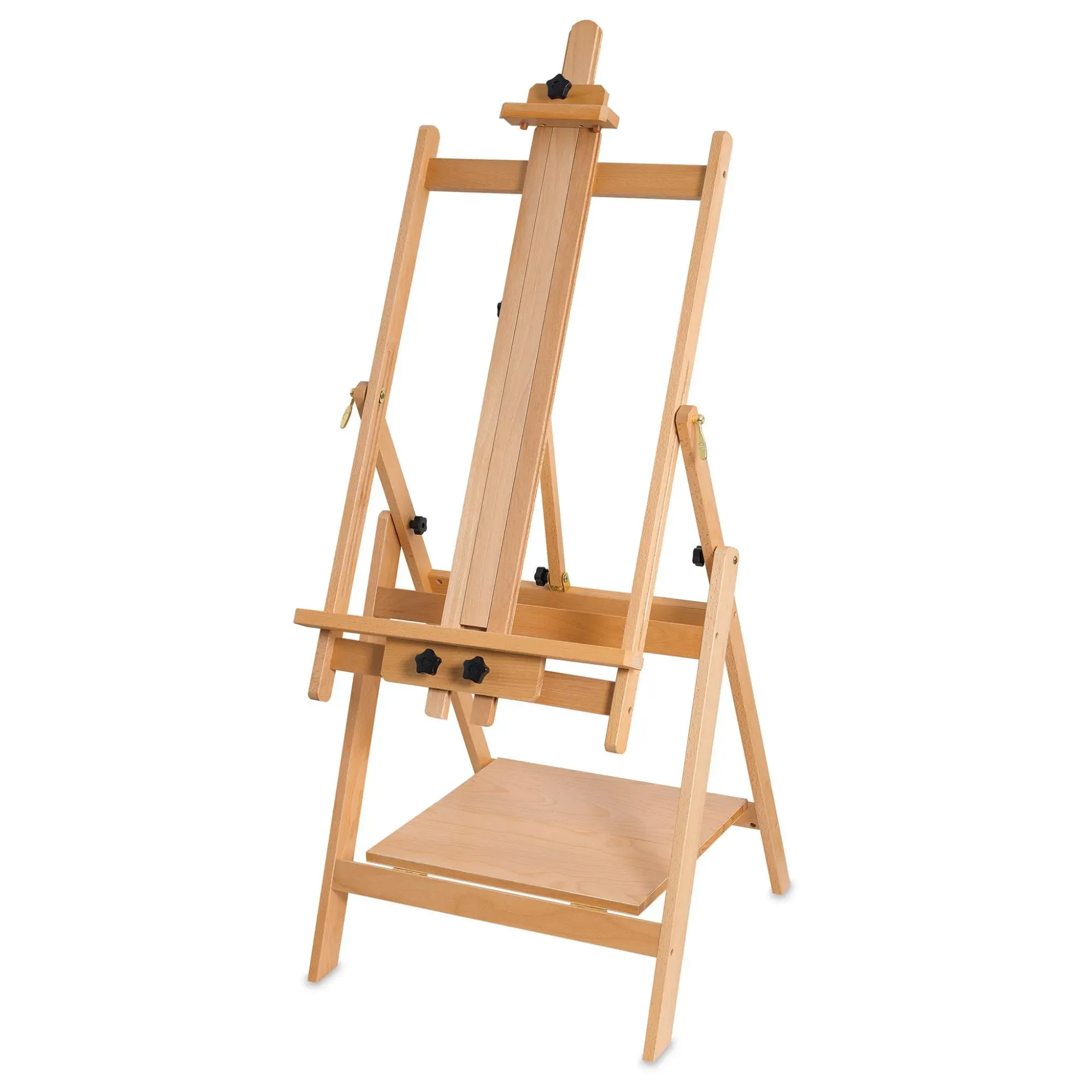 Artist evaluating whether to use a studio easel or tabletop easel for their medium