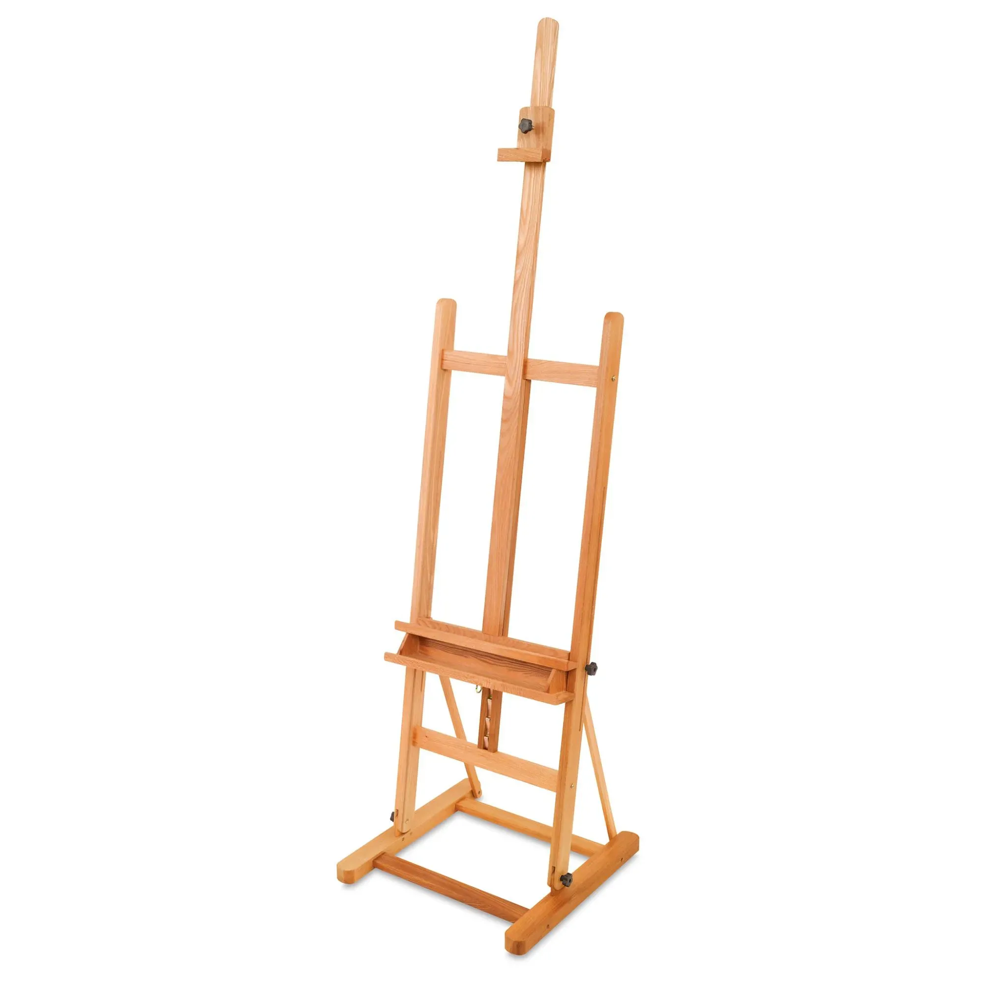 H-frame, A-frame, and tabletop easels arranged for comparison by painting medium