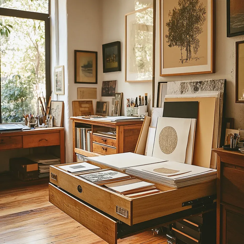 Archiving artwork using a flat file for safe and neat storage