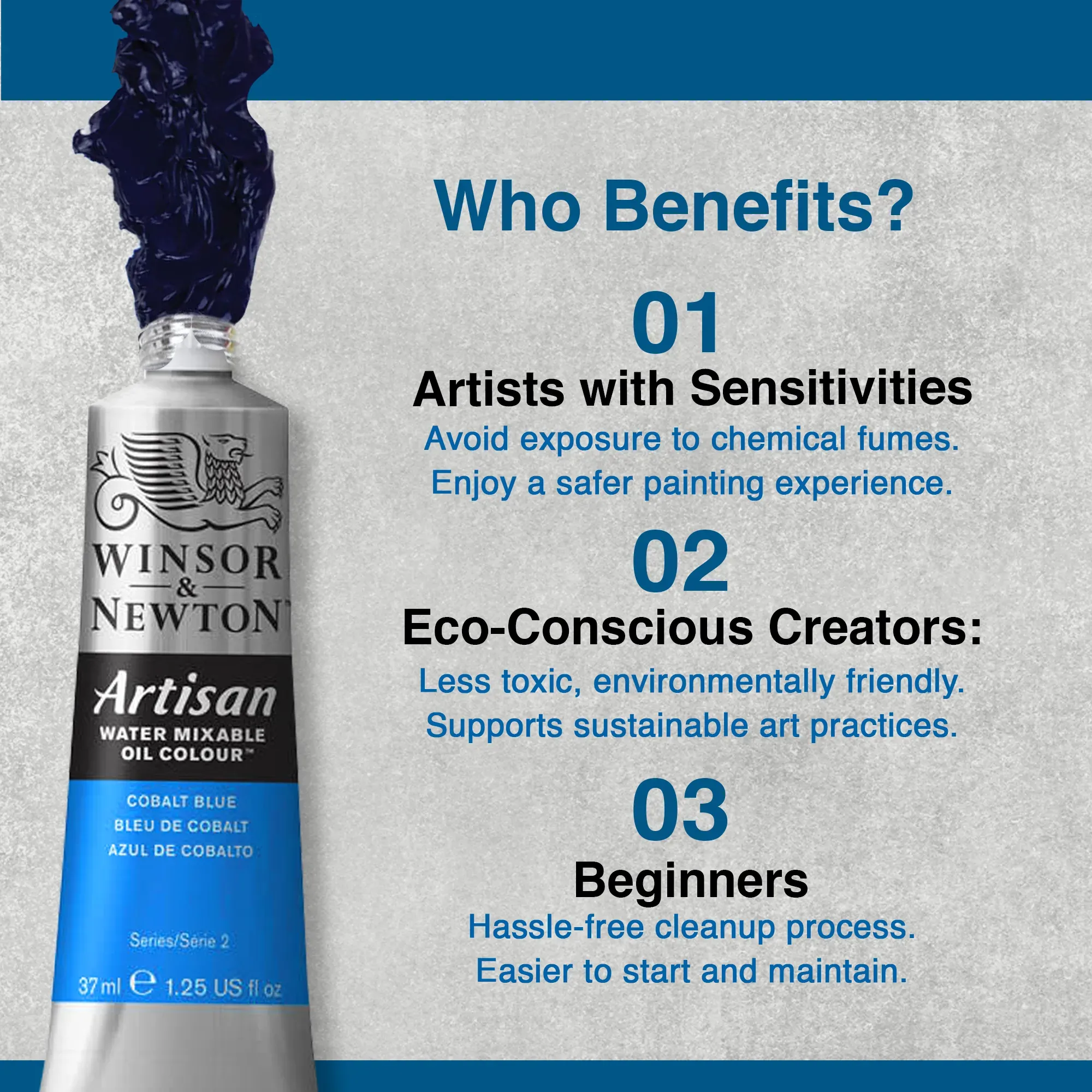 Winsor & Newton Artisan Oil Paints squeezed onto a painter’s palette, ready for mixing and application
