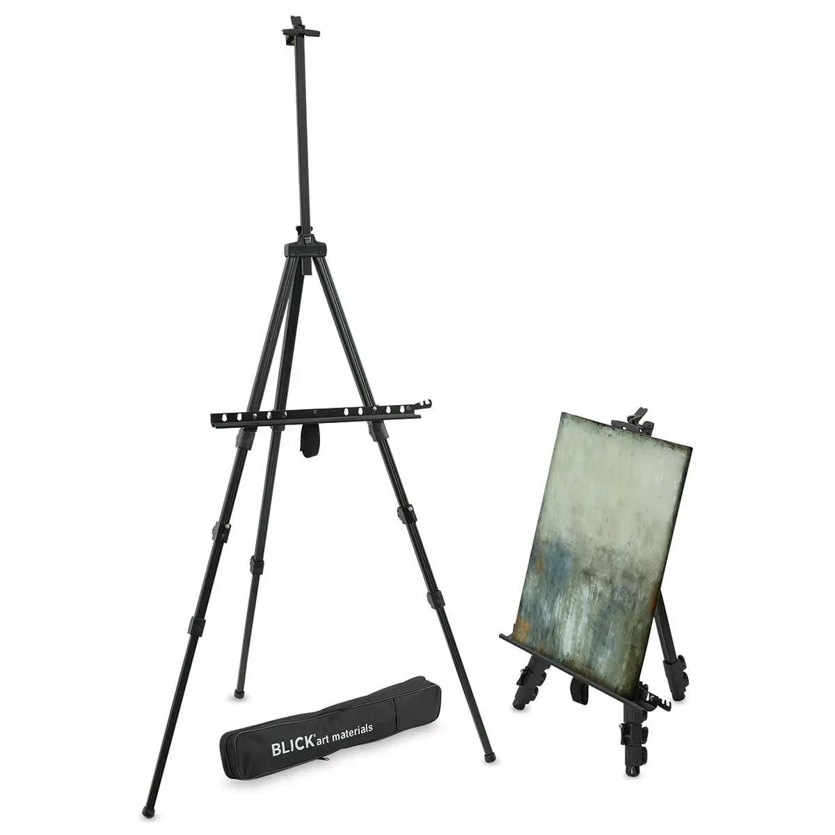 Close-up of wood and metal easel frames showing material and design differences