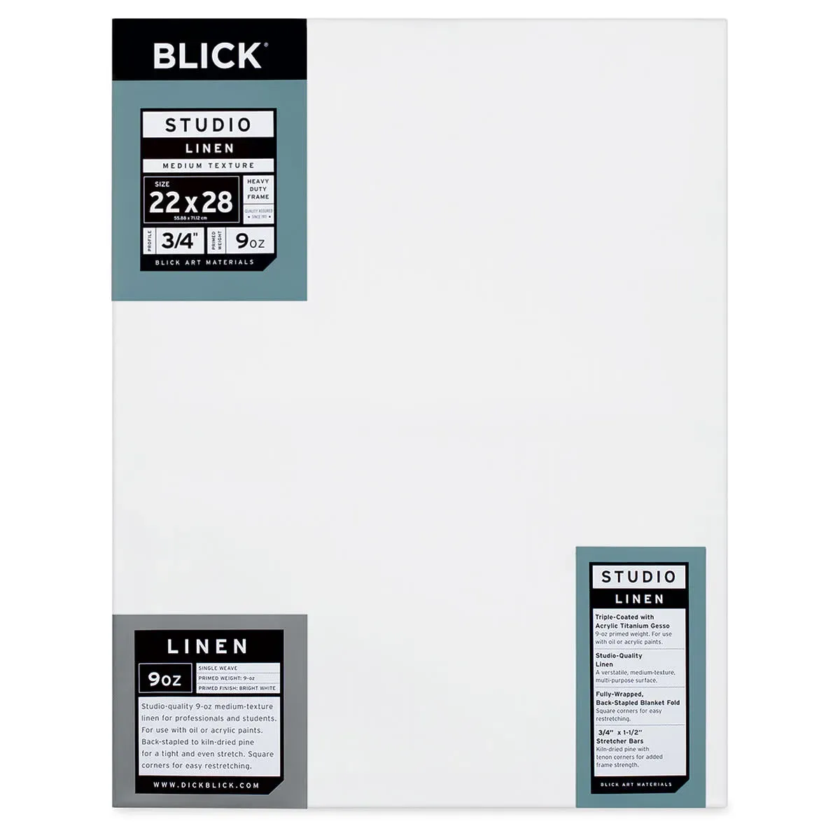 Blick Studio 100% linen stretched canvas displayed in artist’s studio setting