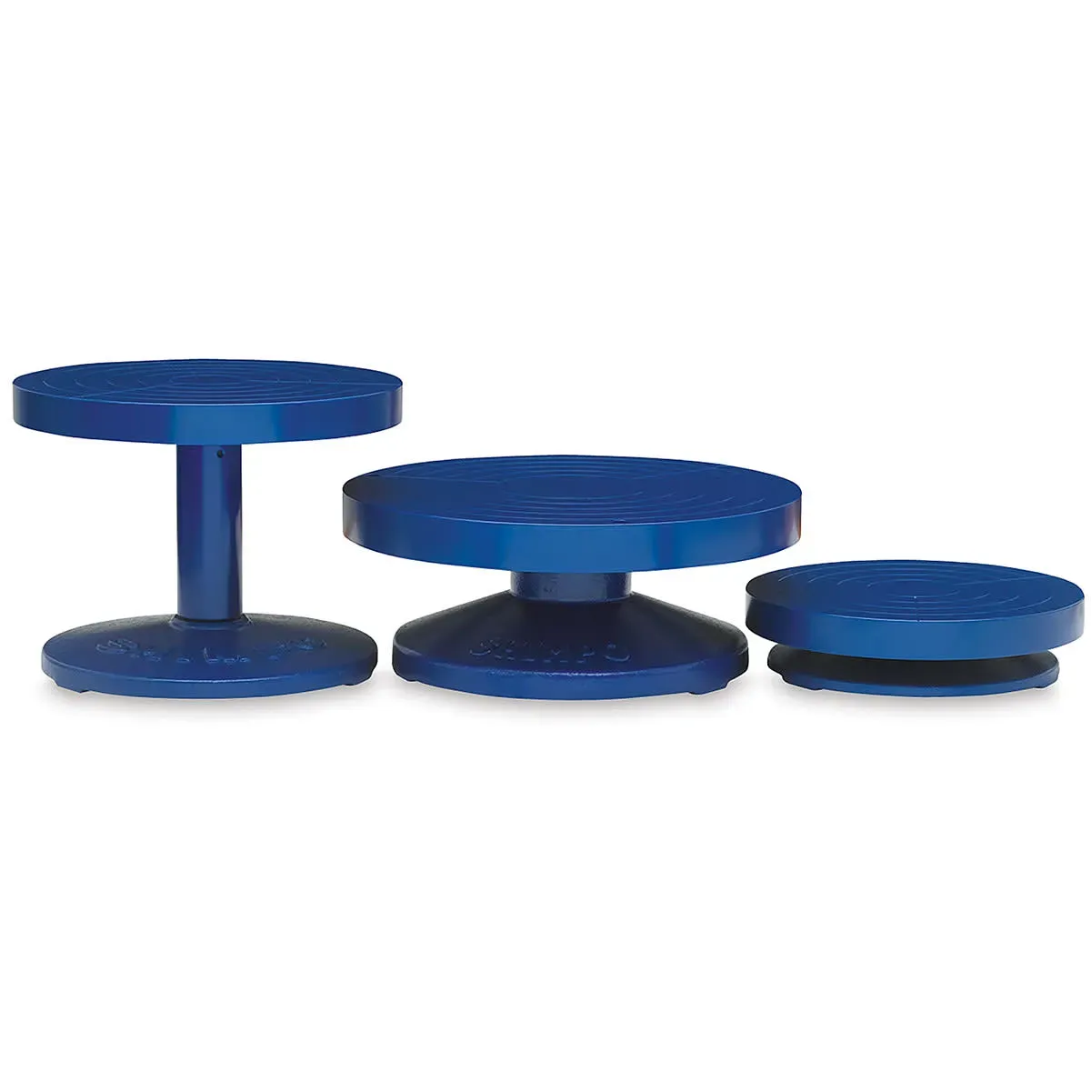A range of Nidec Shimpo banding wheels in various sizes, designed for ceramic and pottery work