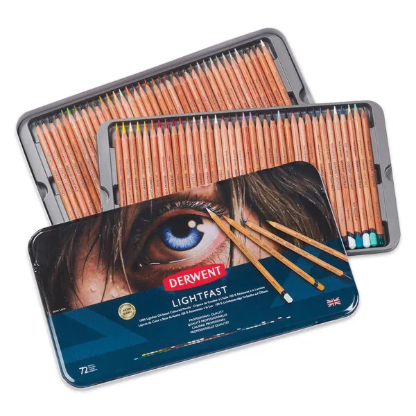 Derwent Lightfast Colored Pencils set for professional artists with rich, lightfast colors