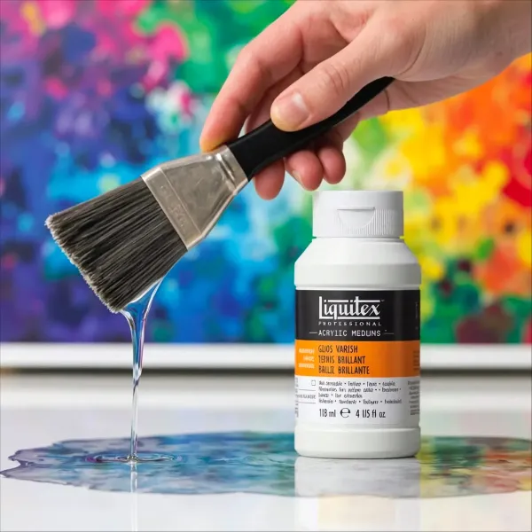 Complete lineup of Liquitex Acrylic Varnishes in various finishes including matte, gloss, and satin
