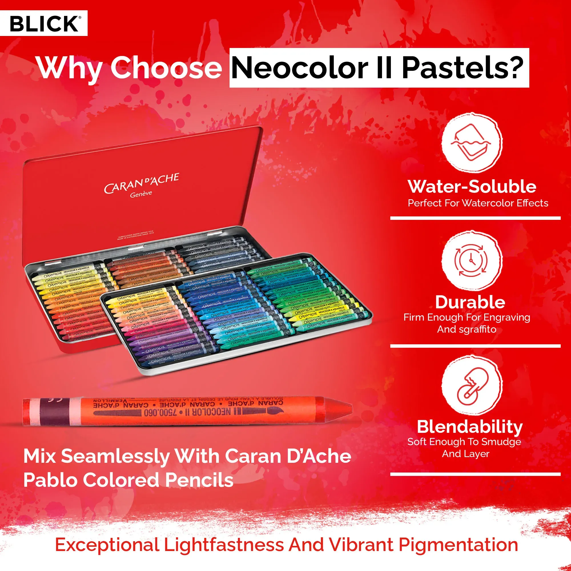 Caran d'Ache Neocolor II Water-Soluble Pastels Collection