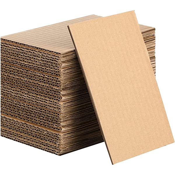 Set of 100 Utrecht corrugated cardboard sheets for packaging, art, and crafts. 4 x 6 inches rectangular brown pads."