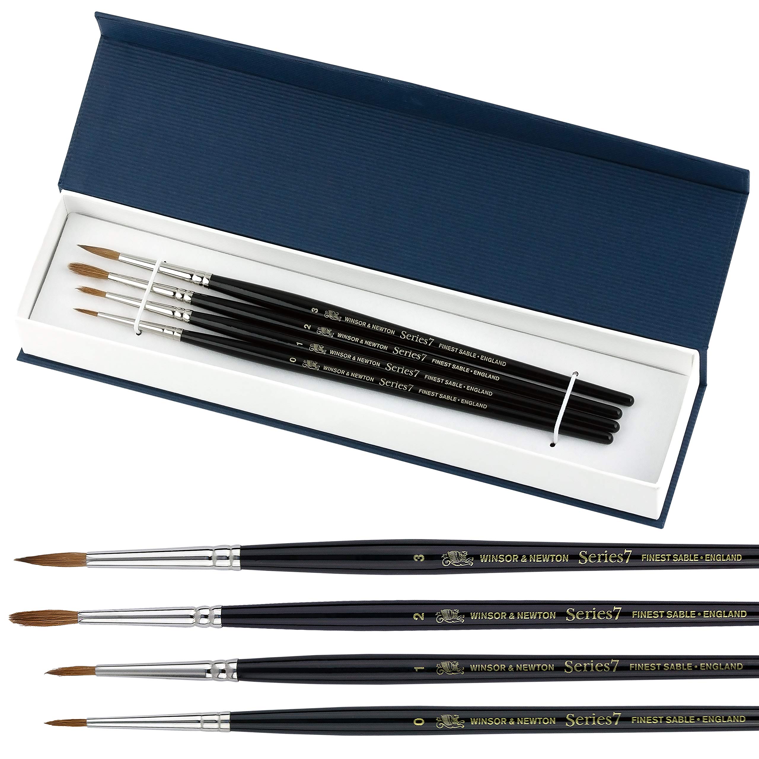 Winsor & Newton Series 7 Brushes neatly packed in an open box, showcasing superior craftsmanship and quality.