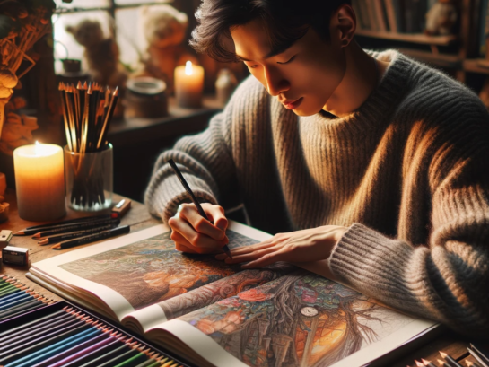 Artist using Prismacolor Premier Colored Pencils